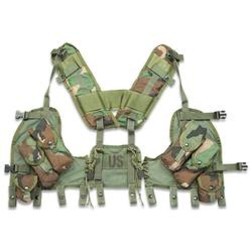 Used USGI Military Issue Woodland Camouflage Load Bearing LBV Tactical Vest 